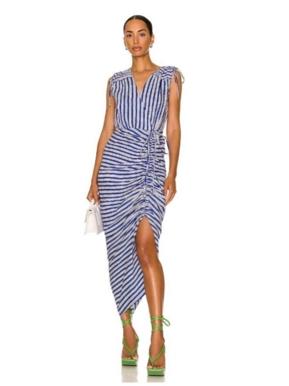 Veronica Beard Midi Striped Linen Midi Dress